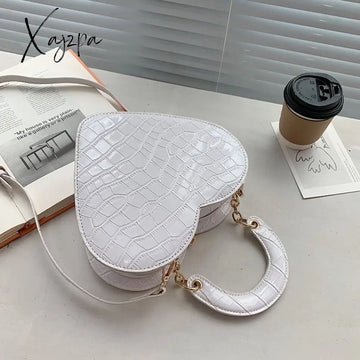 Xajzpa - Brand Heart Tote Bag For Women Stone Pattern Pu Leather Crossbody Bags Female Small